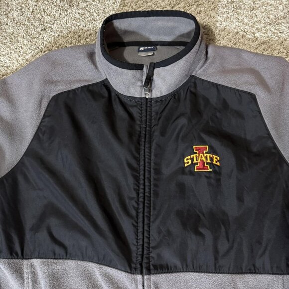 Iowa State Cyclones Jacket Mens Large Gray Black NCAA College Full Zip Fleece - Picture 2 of 6